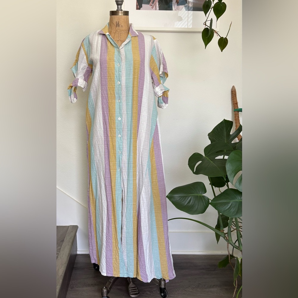 RARE Et Tigre Asymmetrical Striped Dress, Size Small